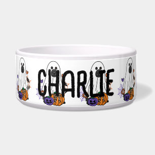 Écuelle Chien fantôme de l'Halloween noir de Terre-Neuve