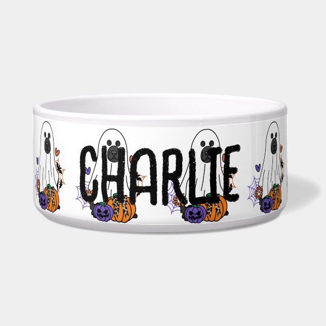 Écuelle Chien fantôme de l'Halloween noir de Terre-Neuve (Devant)