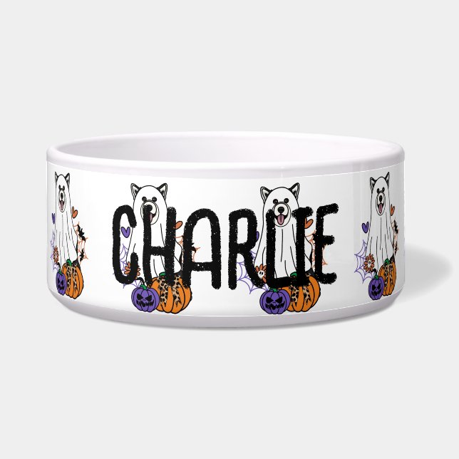 Écuelle Chien fantôme d'Halloween malamé (Devant)