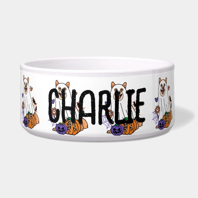 Écuelle Chien fantôme Shiba Halloween (Devant)
