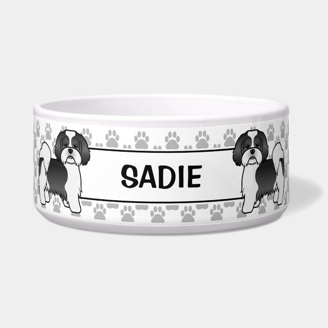 Écuelle Chien Lhasa Apso Noir Et Blanc Avec Des Pattes & N (Devant)