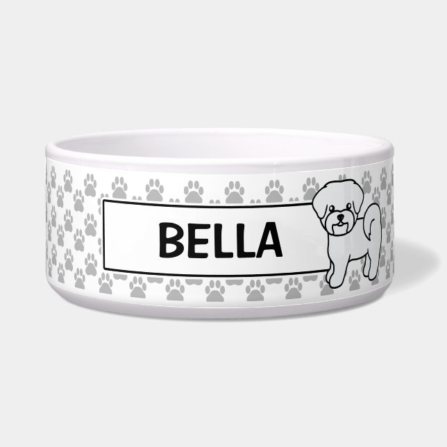 Écuelle Chien Maltais Blanc Mignon Avec Nom de l'animal Pe (Devant)