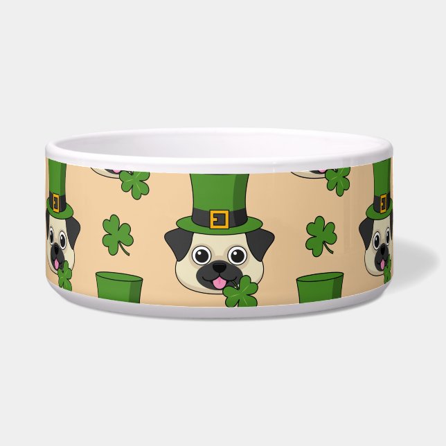 Écuelle Chien mignon avec Casquette et Shamrock St Patrick (Devant)