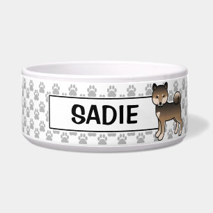 Écuelle Chien mignon Shiba Inu au sésame avec le nom de l'