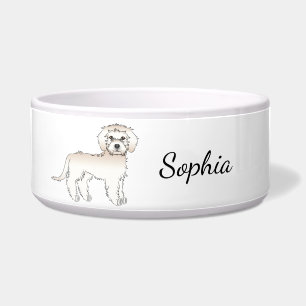 Écuelle Chien Mini Goldendoodle Crème Debout & Nom