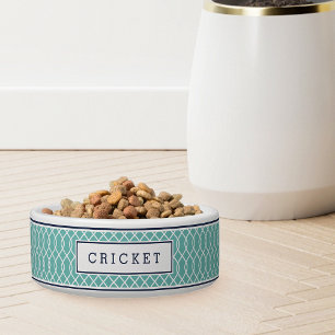 Écuelle Chien Motif Aqua et Navy Trellis