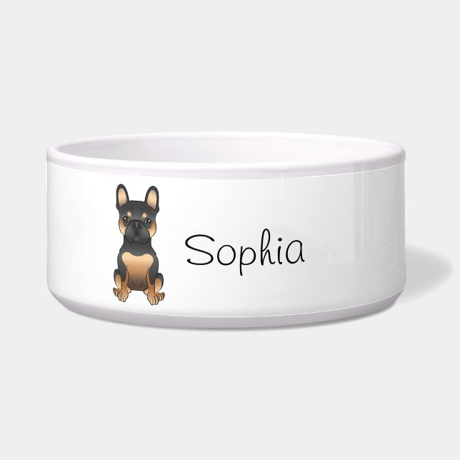 Écuelle Chien noir et blanc / Chien français et nom (Devant)