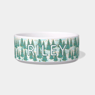 Écuelle Chien personnalisé Motif des arbres de Noël