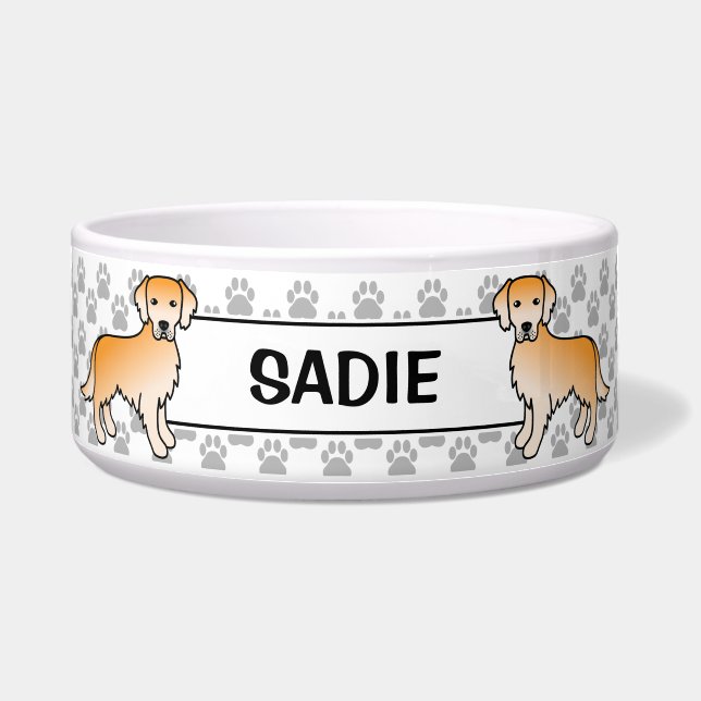 Écuelle Chien Retriever Golden Jaune Avec Nom de l'animal (Devant)