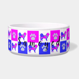 Écuelle Chien Samoyé & Paw Hot Pink & Blue Pet Pet Pet Pet