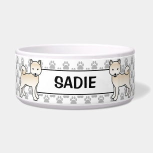 Écuelle Chien Shiba Inu Mignon Crème Avec Nom de l'Animal
