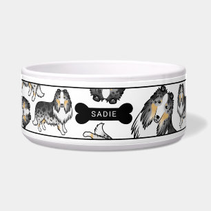 Écuelle Chiens Colley Rough Blue Merle Motif & Nom