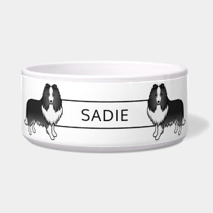 Écuelle Chiens de bande dessinée Shetland Sheepdog Bi-Noir