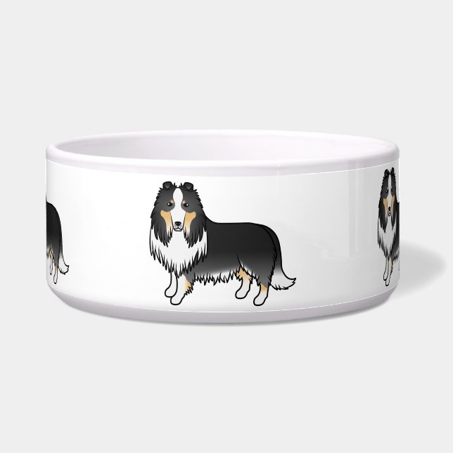 Écuelle Chiens de dessin animé mignons Colley Rough tricol (Devant)