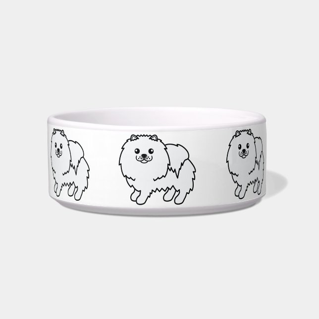 Écuelle Chiens de dessin animé mignons Pomeranian blancs (Devant)