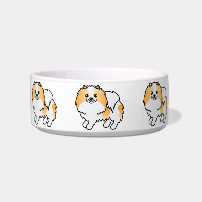 Écuelle Chiens de dessin animé mignons Pomeranian couleur  (Devant)