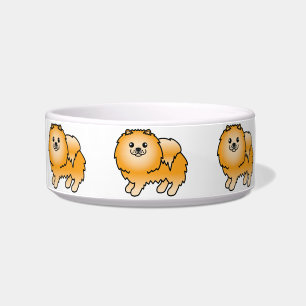 Écuelle Chiens de dessin animé mignons Pomeranian Orange