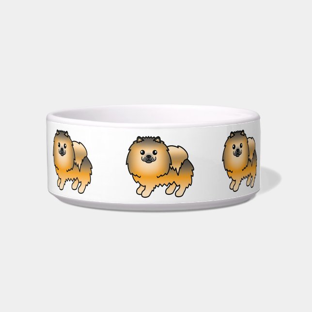 Écuelle Chiens Pomeranian De Dessin Animé Pelucheux Sable  (Droite)