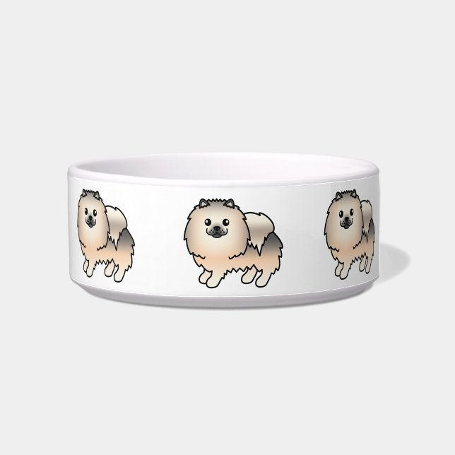Écuelle Chiens Pomeranian Dessin Animé Crème Sable (Droite)