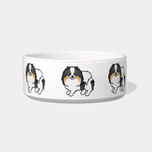 Écuelle Chiens Pomeranian Dessin Animé Mignon Tricolore Bl