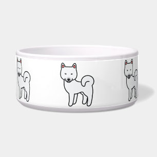 Écuelle Chiens Shiba Inu de dessin animé mignons blancs
