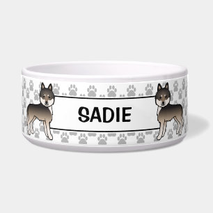Écuelle Chiens Sibériens Husky Gris Loup Noir Et Nom & Pat