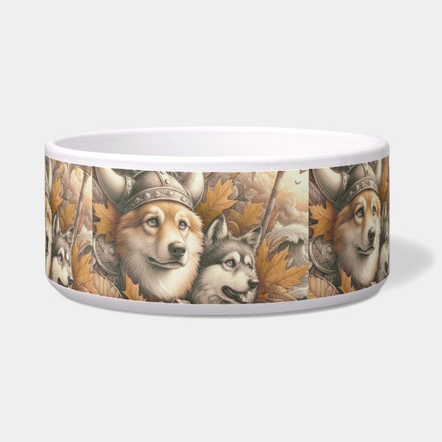 Écuelle Chiens viking mignons en garde (Droite)