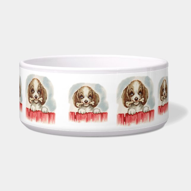Écuelle Chiot d'art vintage avec os (Droite)