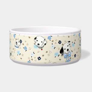 Écuelle Chiot floral dalmate bleu et bol d'os