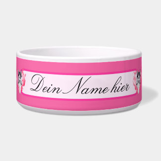 Écuelle Chiot huppé avec coeur de chienne rose