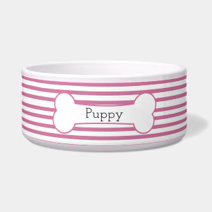 Écuelle Chiots rayures rose pastel mignons