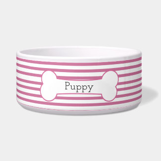 Écuelle Chiots rayures rose pastel mignons