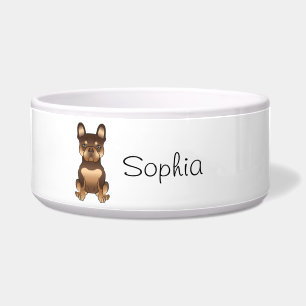 Écuelle Chocolat et Tan French Bulldog Chien Mignon & Nom