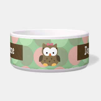 Écuelle Chouette Brown mignonne avec bow rose