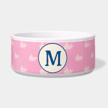 Coastal rose et blanc Baleine Monogramme Bowl