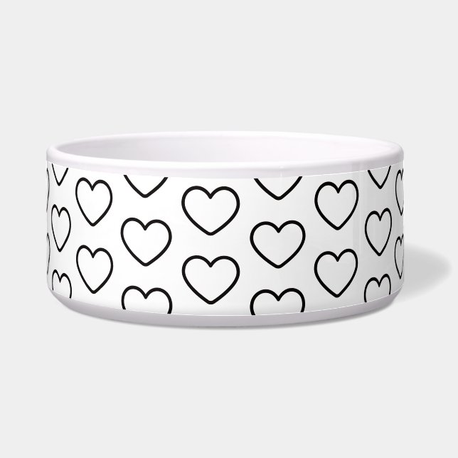 Écuelle Cœur d'amour de chat chien à pois  (Devant)