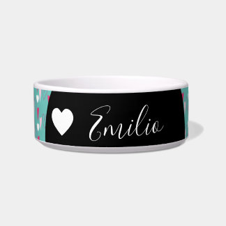 Écuelle Cœur de la Saint-Valentin Amour Teal Script Nom An