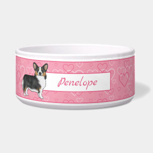 Écuelle Cœur de Pembroke Welsh Corgi noir tricolore avec n