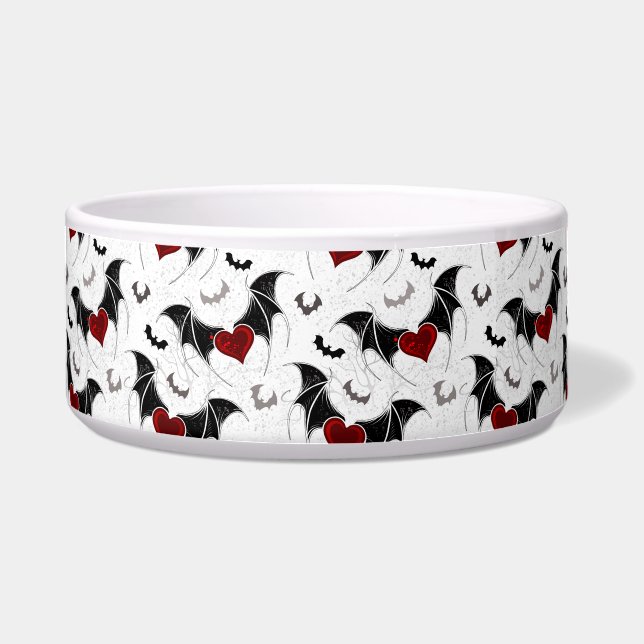 Écuelle Coeur d'Halloween avec ailes de chauve-souris noir (Devant)
