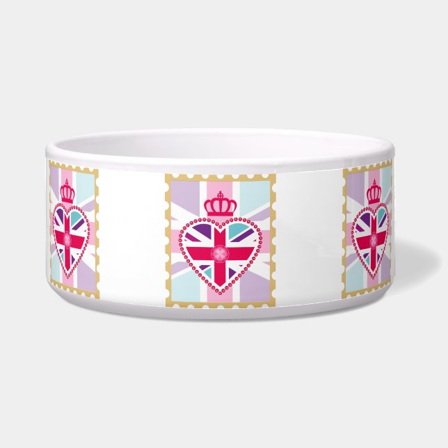 Écuelle Coeur d'Union Jack et timbre Girly étincelants de (Devant)