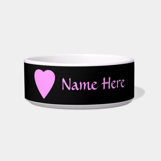 Écuelle Coeur rose sur le noir (Devant)