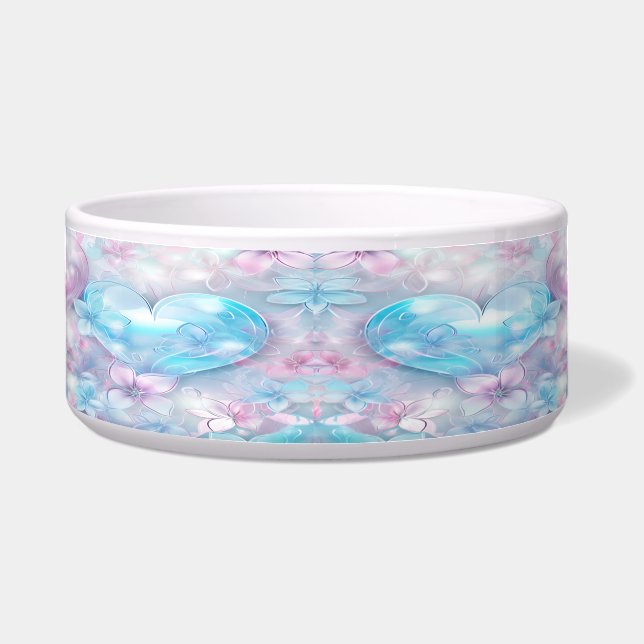 Écuelle Coeurs et fleurs d'Aqua rose en céramique Bowl pou (Devant)