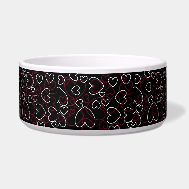 Écuelle Coeurs Jumble Rouge Blanc Noir Élégant Design Chic (Devant)