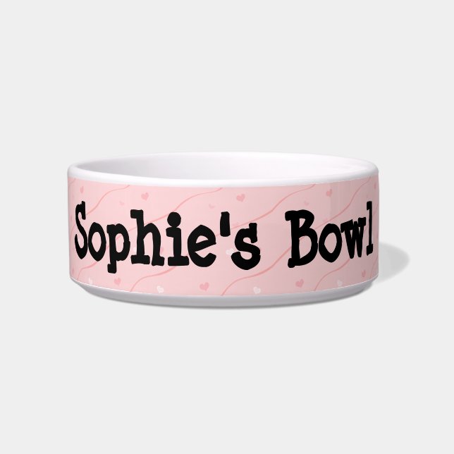 Écuelle Coeurs roses céramique poêle Bowl pour animaux (Devant)