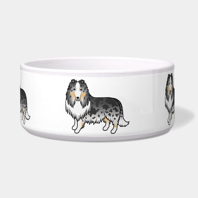 Écuelle Colley Rough Blue Merle Mignon Chien de Dessin Ani (Devant)
