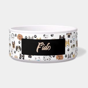 Écuelle Coloré mignon Chiens amusants et Chien Paw Motif