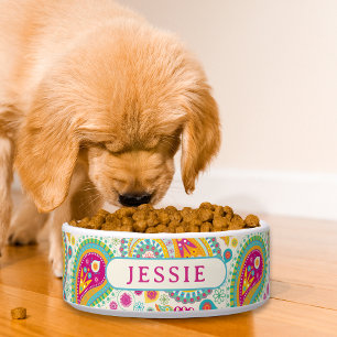 Écuelle Coloré Moderne Paisley Floral Nom personnalisé