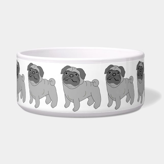 Écuelle Conception de chien de Carlin gris (Devant)