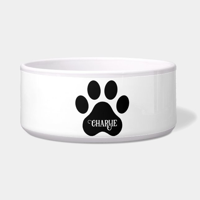 Écuelle Conception de silhouette de nom de patte de chien (Devant)
