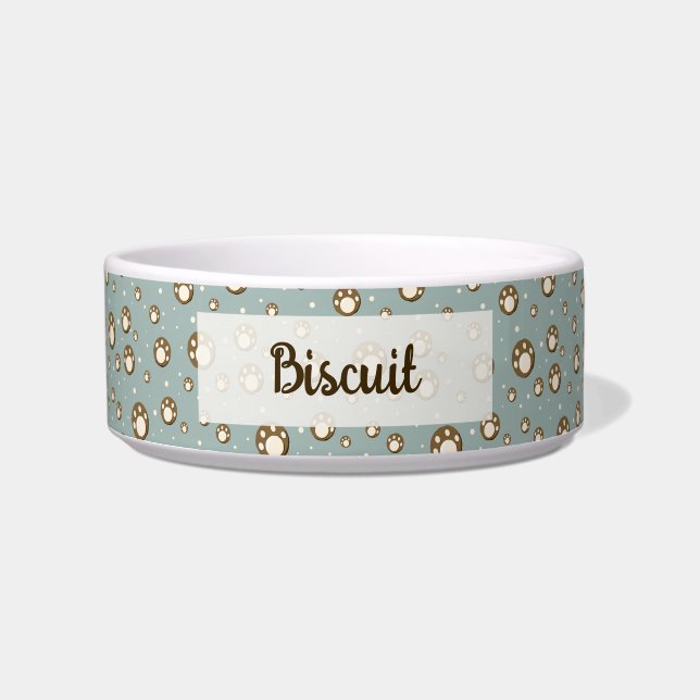 Écuelle Cookies Empreinte de Patte Motif Vert Monogramme (Devant)